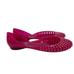 Stuart Weitzman Jealous Womens Jelly‎ Flats Pink Rhinestone D'Orsay Cage Toe 40